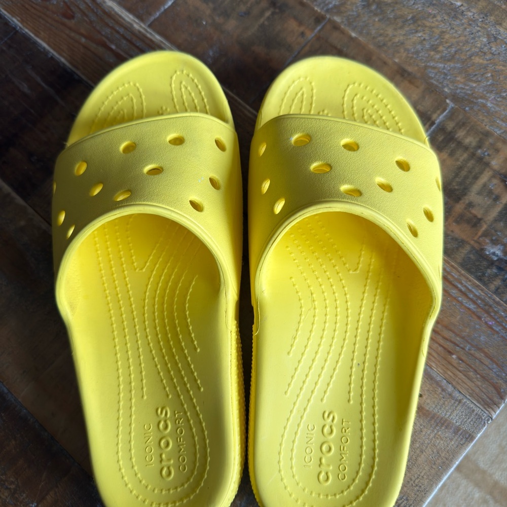 CROCS Yellow Slide Sandals - Picture 2 of 3
